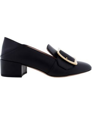 Bally Janelle Block-Heel Leather Pumps, Brand Size 36 Us - Black