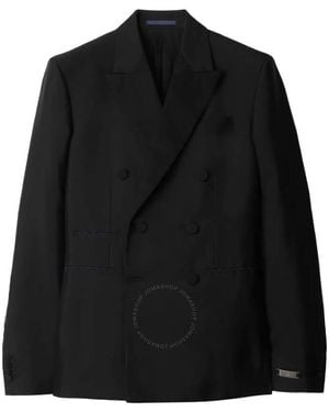 Burberry Double-Breasted Wool-Blend Blazer, Brand Size 48R (Us - Black