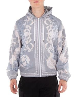 Versace Barocco Sea Hooded Windbreaker Jacket - Grey