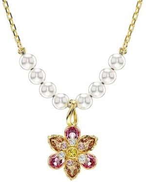 Swarovski Idyllia Crystal Pearl Flower Pendant Necklace - Metallic