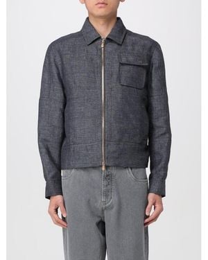 Brunello Cucinelli Linen Zip Jacket, Brand Size 50 (Us - Gray