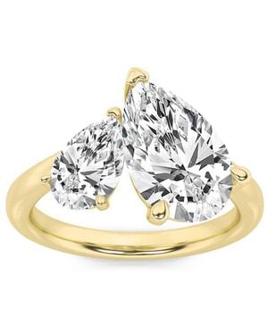 Mure And Co 3Ctw Pear Shaped Lab Grown Diamond (F/Vs) Toi Et Moi Engagement Ring - Metallic