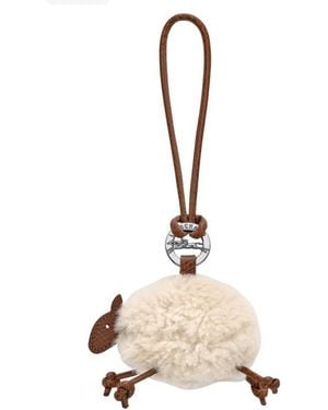 Longchamp Ecru Le Pliage Xtra Key Ring - Natural