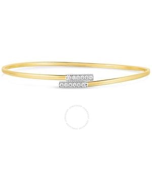 Tresorra 14K Diamond Bypass Bar Bangle Bracelet - Metallic