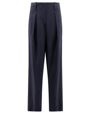 Brunello Cucinelli Pleated High-Waisted Trousers, Brand Size 42 (Us - Blue
