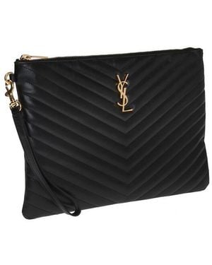 Saint Laurent Quilted Clutch Bag - Black