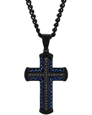 Robert Alton 1/4Ctw Diamond Stainless Steel With & Finish Cross Pendant - Black