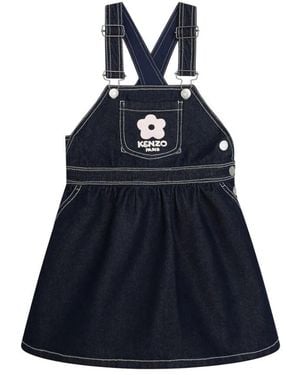 KENZO Adjustable Shoulder Strap Denim Dress - Blue