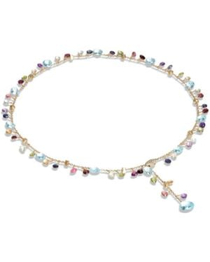 Marco Bicego Paradise Collection 18k Yellow Gold Blue Topaz And Mixed Gemstone Lariat Necklace - Metallic