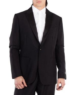 Versace Satin-Trim Single-Breasted Blazer, Brand Size 50 (Us - Black