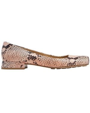 Bottega Veneta Tower Python-Print Ballerina Shoes - Pink
