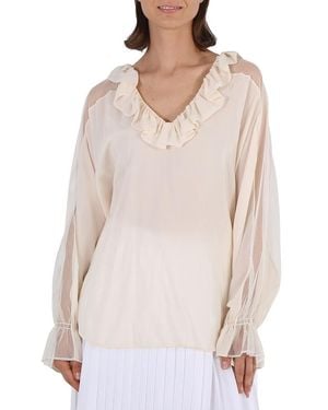 Stella McCartney Ladies Knit Tops Tops Ruffle Top Cut Shld, Brand Size 40 (Us Size 6) - White