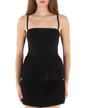 MM6 by Maison Margiela Sleeveless Pleated Peplum Top - Black
