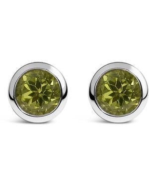 Haus of Brilliance 925 Sterling 6Mm Bezel Set Created Peridot Solitaire Stud Earrings - Green