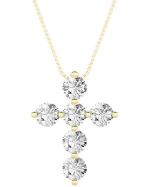 Mure And Co 1.5Ctw Round Shaped Lab Grown Diamond (F/Vs) Cross Pendant - Metallic