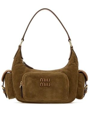 Miu Miu Biscuit Corduroy Pocket Shoulder Bag - Metallic