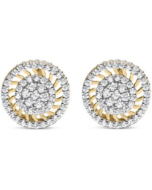 Haus of Brilliance 10K 1.00 Cttw Diamond Halo Radiant Sunburst Stud Earrings (I-J Colour, I2-I3 Clarity) - Metallic
