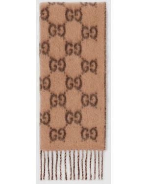 Gucci Gg Alpaca Wool Scarf - Brown