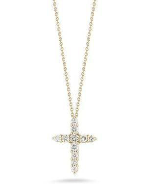 Roberto Coin 18K Tiny Treasures Diamond Tapered Cross Necklace - Metallic