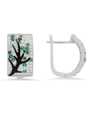 Kylie Harper Sterling Tree Of Life Statement Cz Hoop Earrings - Metallic