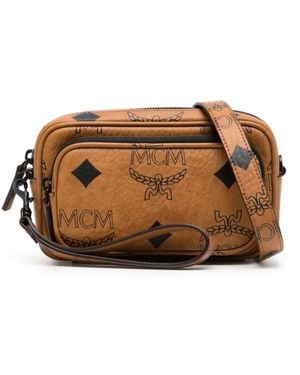MCM Mini Aren Maxi Visetos Crossbody Bag - Brown