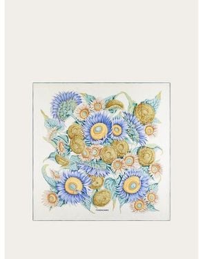 Ferragamo Silk Floral Scarf - White