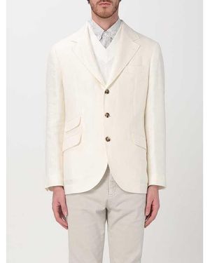 Brunello Cucinelli Off Linen Wool Blazer, Brand Size 48 (Us - Natural