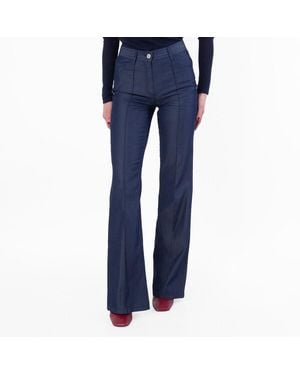 Ferragamo Ferragamo Front Pleated Flared Trousers - Blue