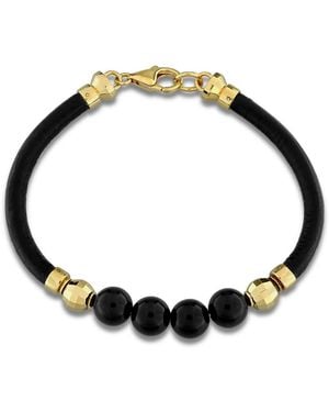 Amour 40Ct Tgw Onyx Leather Bracelet - Black