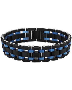 Robert Alton Stainless Steel Two-Tone Link Bracelet - Blue