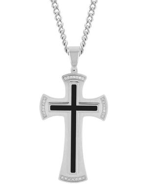 Robert Alton 1/8Ctw Diamond Stainless Steel & Resin Cross Pendant - Metallic