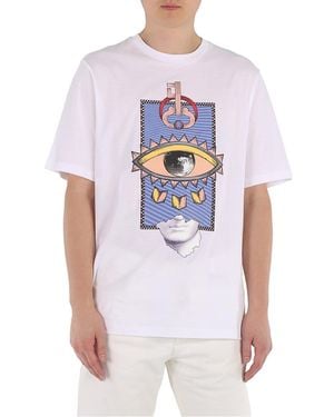 Roberto Cavalli Optic Eye And Key Print T-Shirt - White