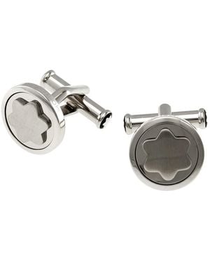 Montblanc Star Snowcap Stainless Steel Round Cufflinks 116660 - Metallic