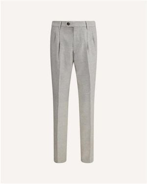 Brunello Cucinelli Linen Wool Tailored Trousers, Brand Size 54 (Us - Grey
