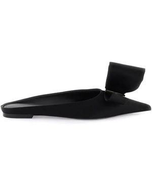 Ferragamo Ferragamo Asymmetric-Bow Satin Mules - Black