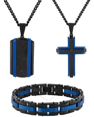 Robert Alton And Diamond Accent Stainless Steel Jewellery Set - Blue