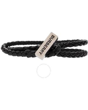 Burberry Double Braided Leather Bracelet - Black