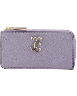 Jimmy Choo Jc Emblem Zip Card Holder - Purple