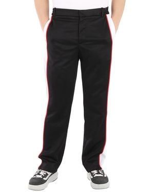 Burberry Straight-Leg Side Stripe Cotton-Blend Trousers, Brand Size 50 (Large) - Black