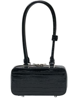 Self-Portrait Self-Portrait Crocodile-Embossed Leather Shoulder Bag - Black