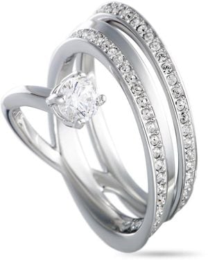 Swarovski Fresh Rhodium-Plated Crystal Swirl Ring - Metallic