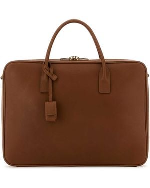 Saint Laurent Caramel Leather Briefcase - Brown