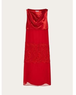 Ferragamo Silk Lace Dress, Brand Size 38 (Us - Red