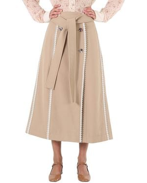 Chloé Scallop-trim Belted Trench Skirt - Natural