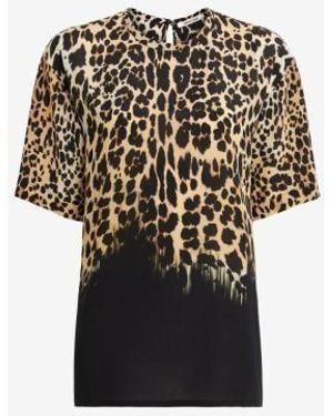 Roberto Cavalli Leopard-Print Silk T-Shirt, Brand Size 42 Us - Multicolor