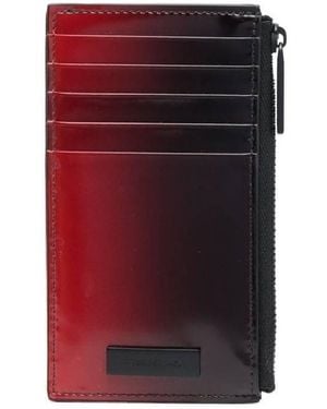 Ferragamo Logo Plaque Card Case - Red