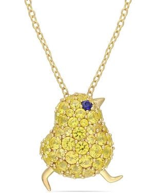 Amour 3 Ct Tgw Created And Sapphire Chick Necklace - Yellow