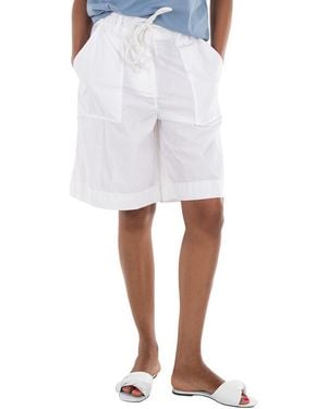 Moncler Logo-Patch Drawstring Shorts, Brand Size 40 Us - White