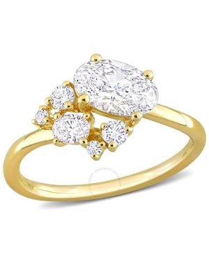 Created Forever 1 1/3 Ct Tw Oval & Round Lab Created Diamond Ring - Metallic