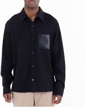 Balmain Couture Label Wool Overshirt, Brand Size 41 (Neck - Black